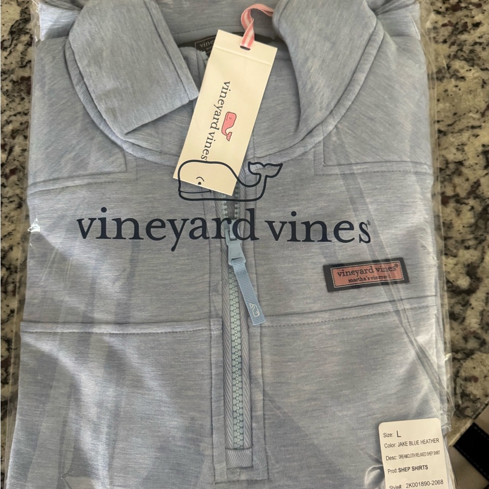 Vineyard Vines Dream cloth Heathered Light Blue Quarter-Zip Pullover